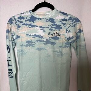 Salt Life Performance Youth  Long Sleeve Camouflage Shirt - Blue and Cream. New.